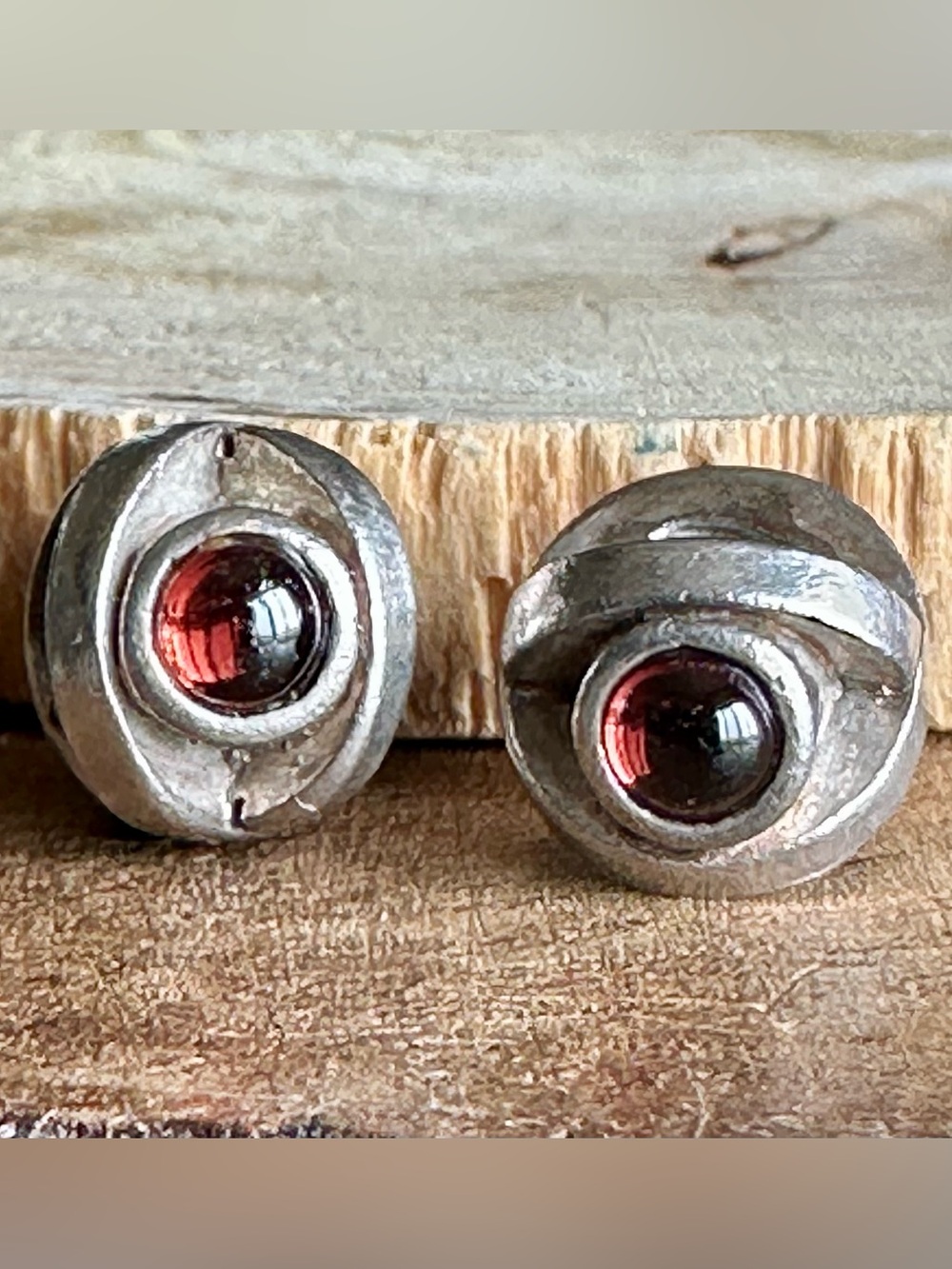 Pair of Retired Pandora Red Garnet Eye Charms